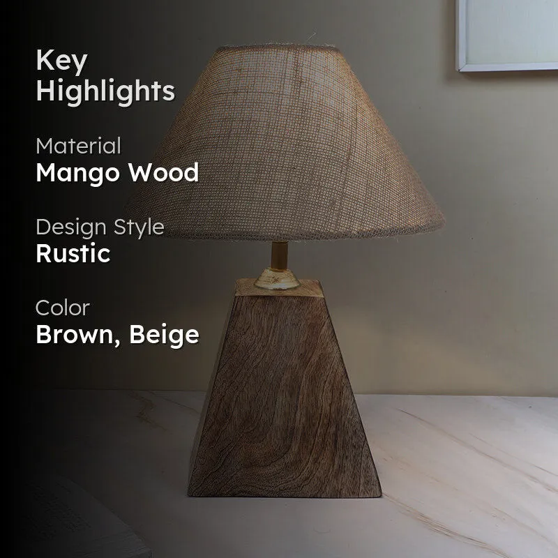 Tatami Obelisk Jute & Mango Wood Table Lamp - Brown,Beige media 2