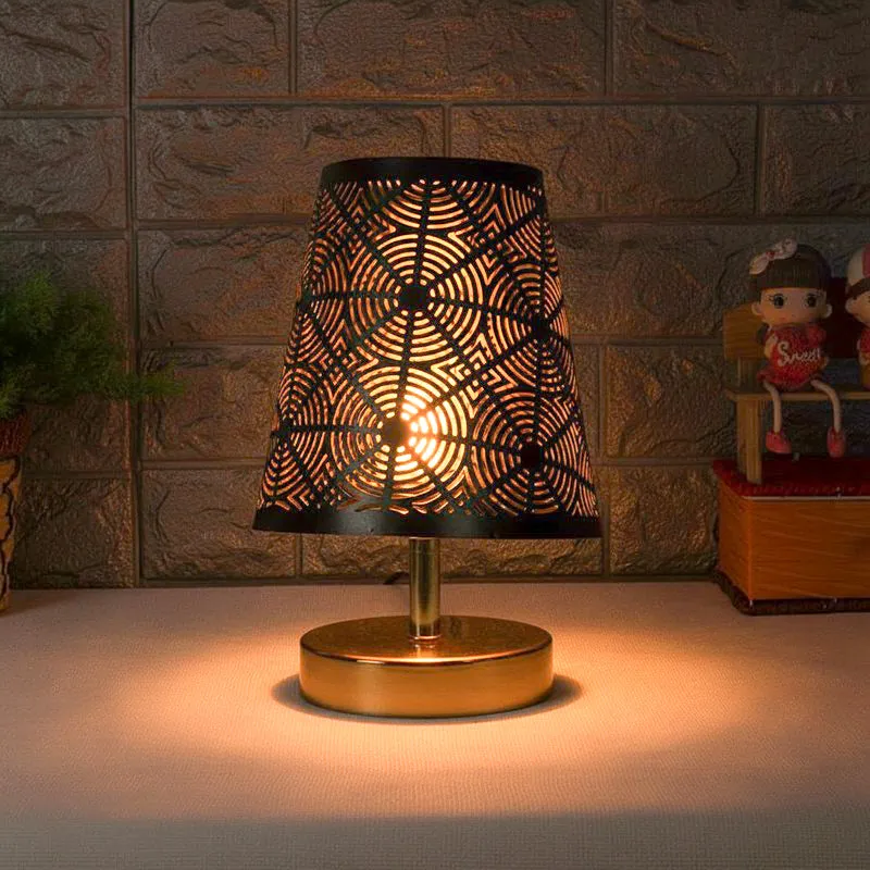 Alba Etched Metal Table Lamp - Black,Gold media 1