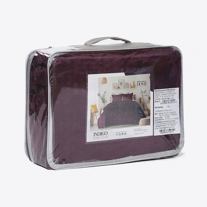 Monte Carlo Gentle Geometry Bedsheet (Purple) - 300 GSM media 6