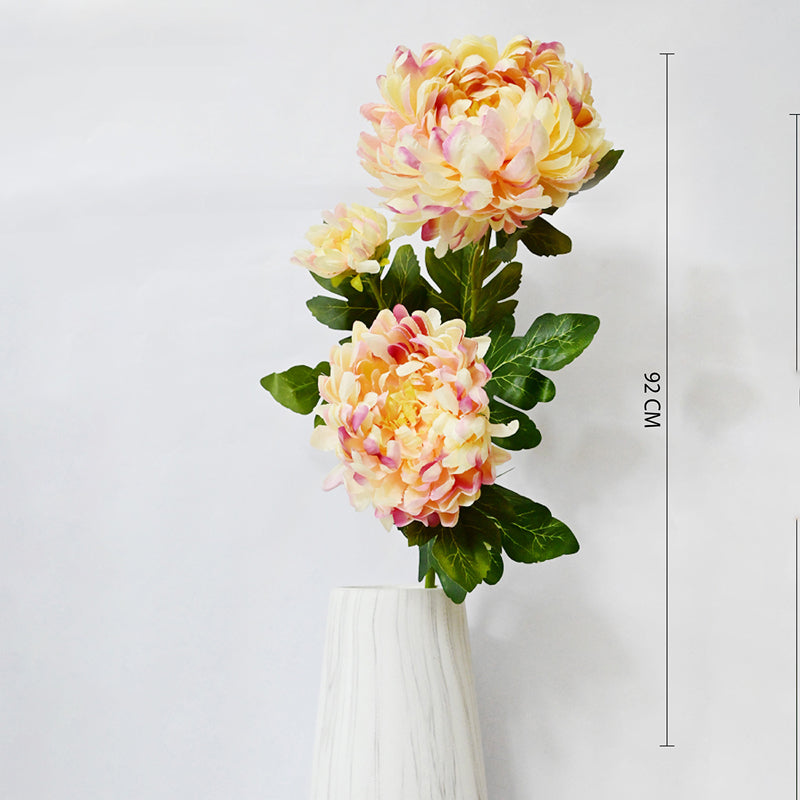 Artificial Peony Flower Stick - Peach & Green media 6