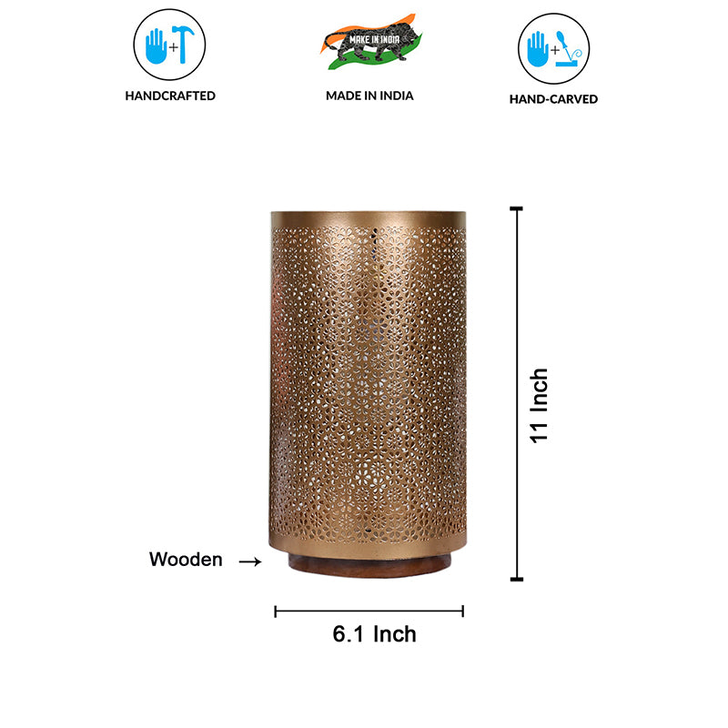 Navya Metal Table Lamp With Brown Base - Gold media 4