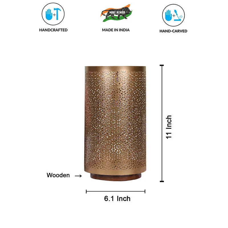 Navya Metal Table Lamp With Brown Base - Gold media 4