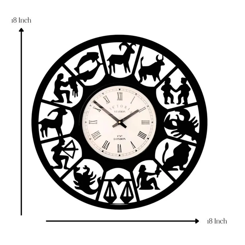 Zodiac Steel Analog Wall Clock - Black media 7