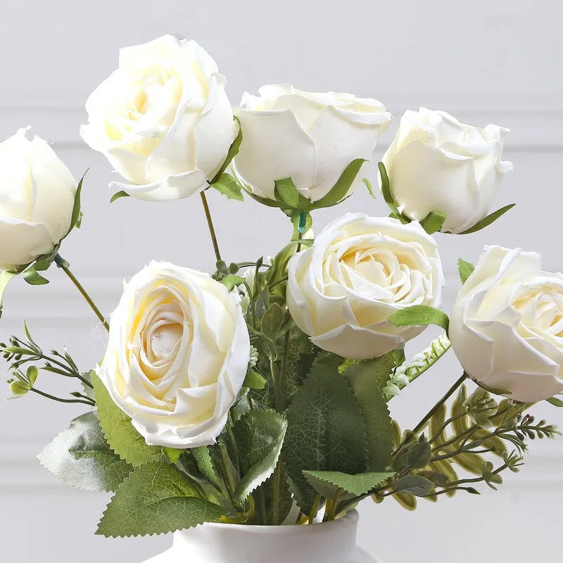Petaluxe Rose Fabric Artificial Flower - White media 6