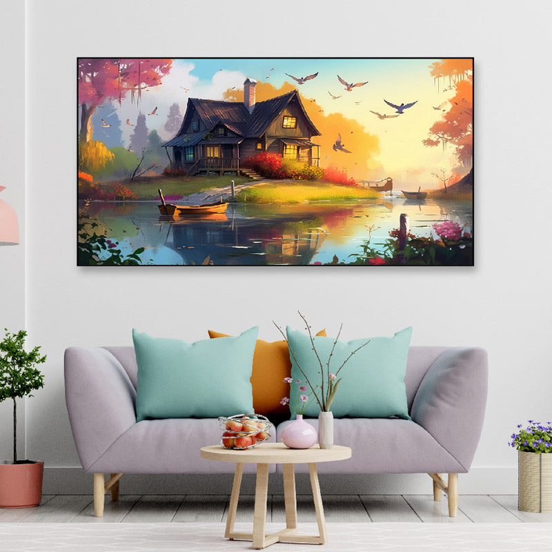 Riverside Cottage Wall Painting