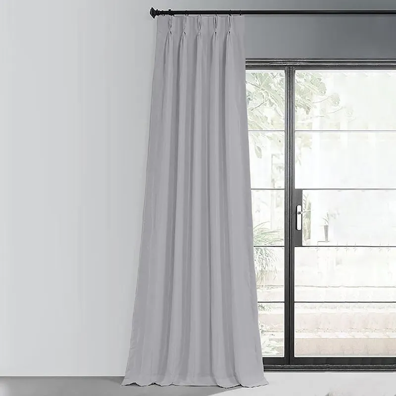 Noir Triple Pinch Pleat Blackout Curtain - Silver media 1