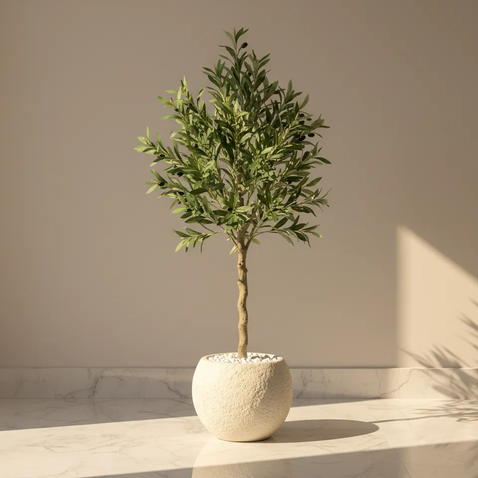 NatureTouch Artificial Floral Plant With Black Fiber Pot - 4.2 Feet media 1