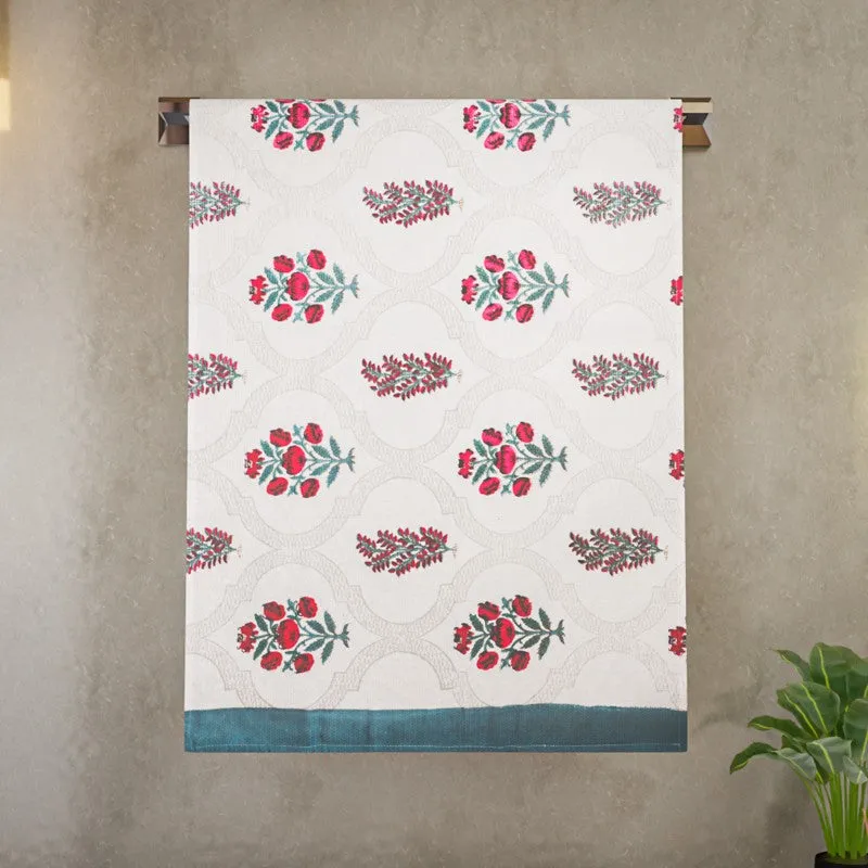 Flora Drift Cotton BathTowel - Blue & White media 4