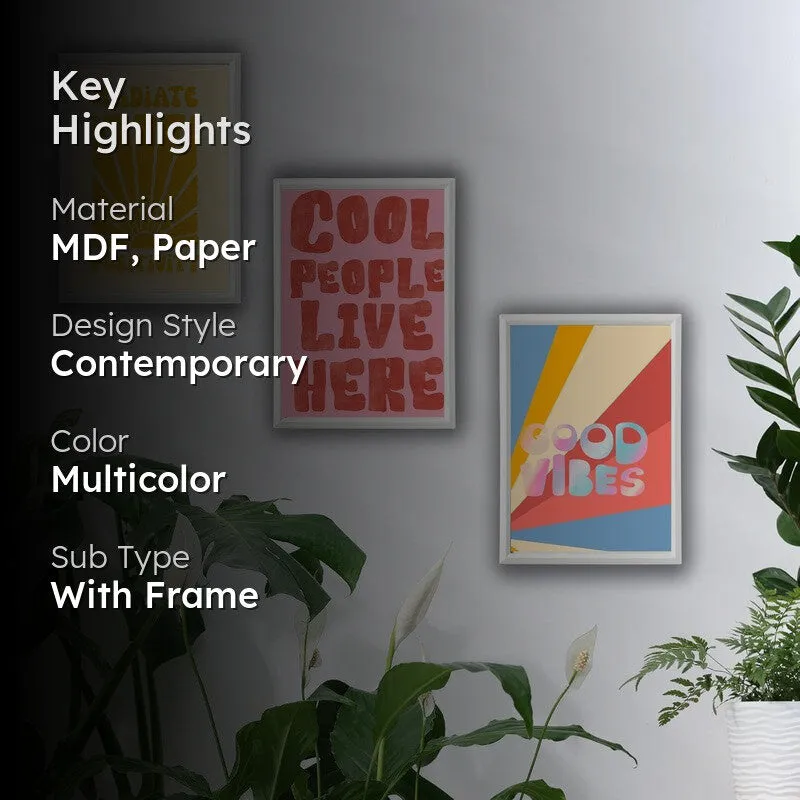 Positivity Pop Paper Wall Painting With Frame - White media 2