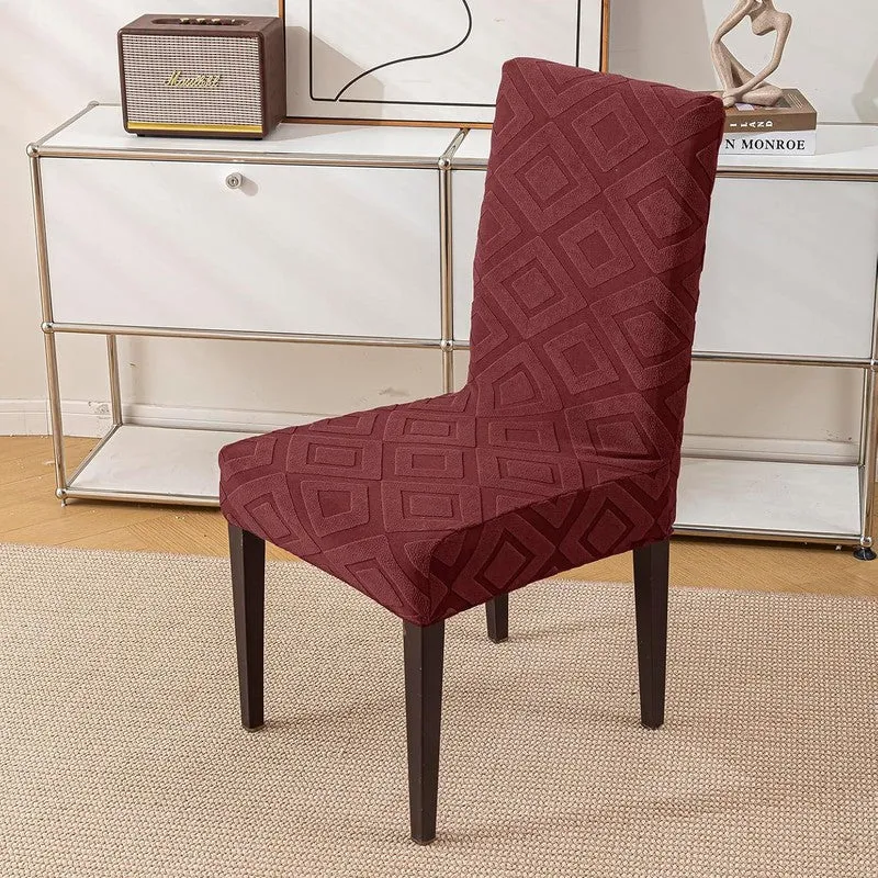 Diamante Jacquard Chair Cover - Maroon media 1