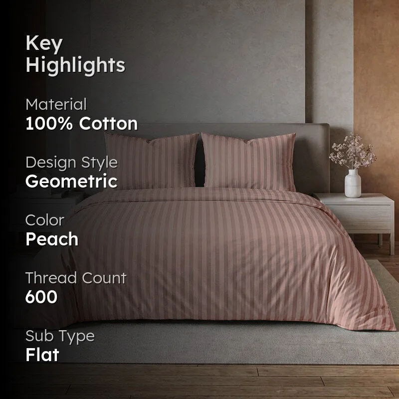 PureLine Cotton Bedsheet (Peach) - 600 TC media 2