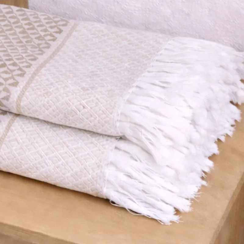 MosacStrip Cotton Hand Towel (Beige) - Set Of Four media 6