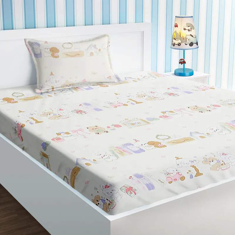 Pastel Pals Kids Cotton Bedsheet - 210 TC media 1