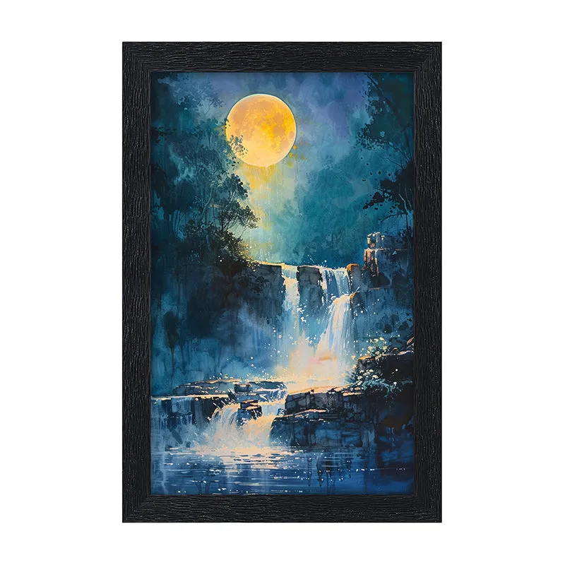 Moonlit Waterfalls Wall Painting media 5