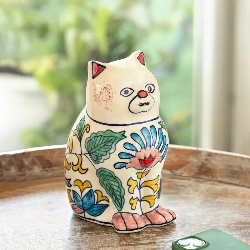 Garden Cat Ceramic Handpainted Showpiece media 1