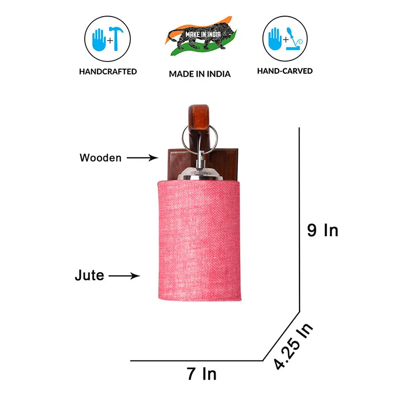 Estrella Jute & Wooden Wall Lamp - Pink media 6