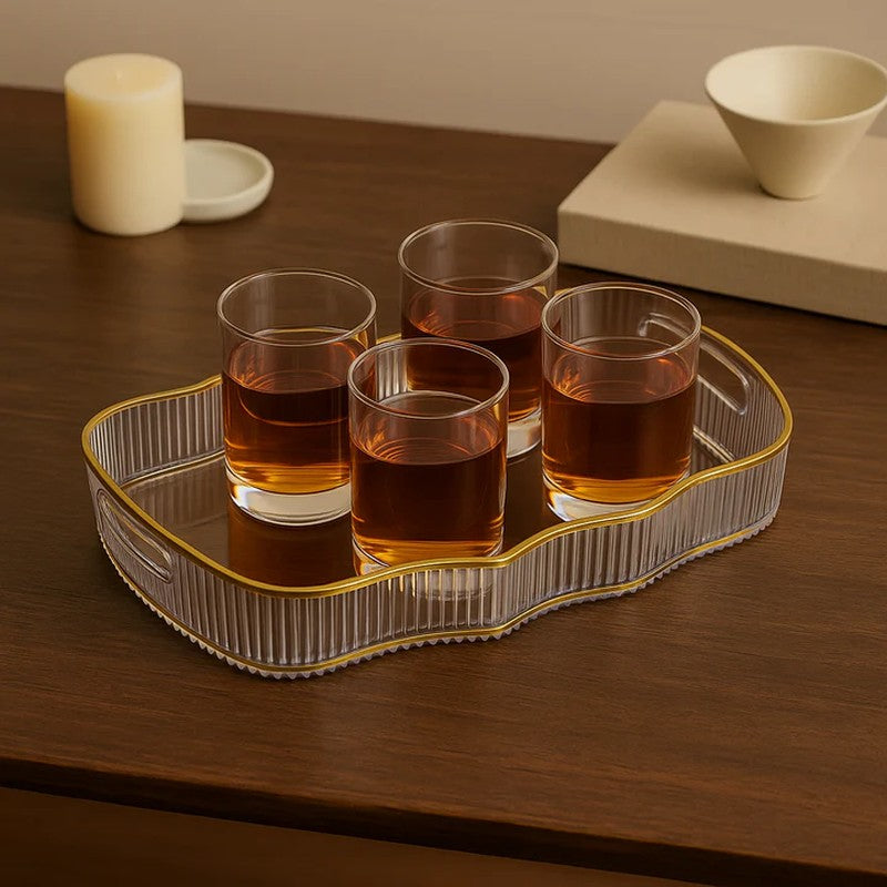 Crystal Clear Acrylic Curved-Edge Serving Tray