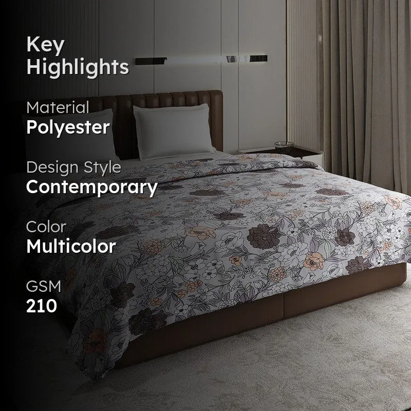 Monte Carlo Leafvora Floral Print Polyester Blanket (Multicolor) - 210 GSM media 2