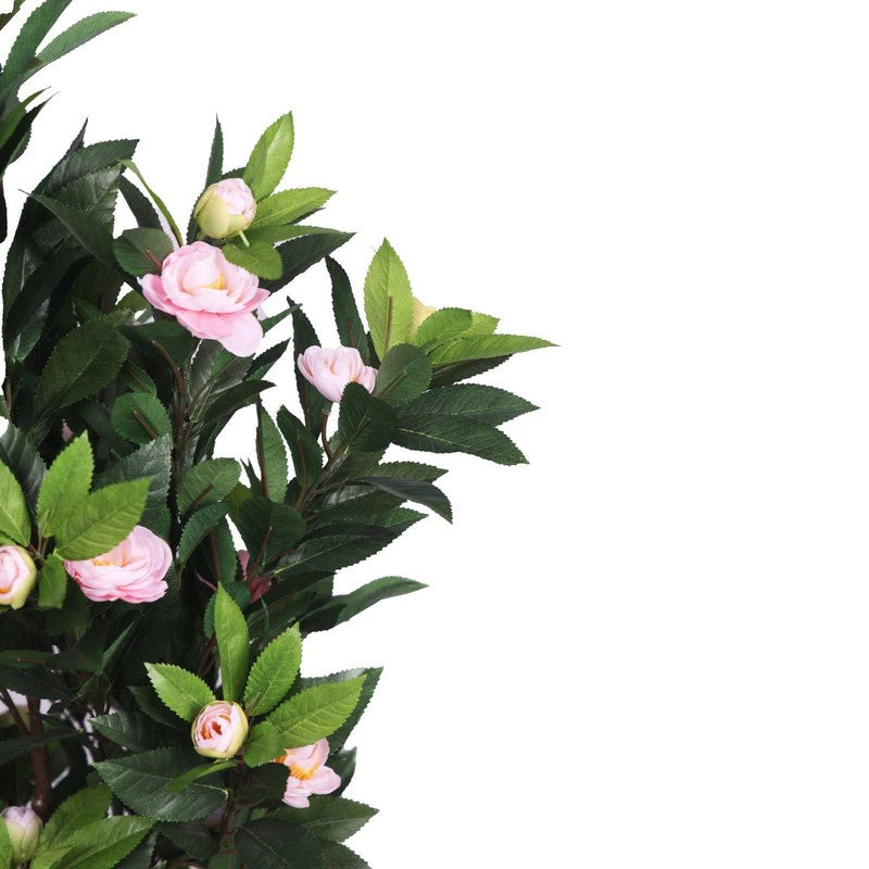 Artificial Pink Camelia Rose Plant With Black Fiber Pot - 2.6 Feet media 4
