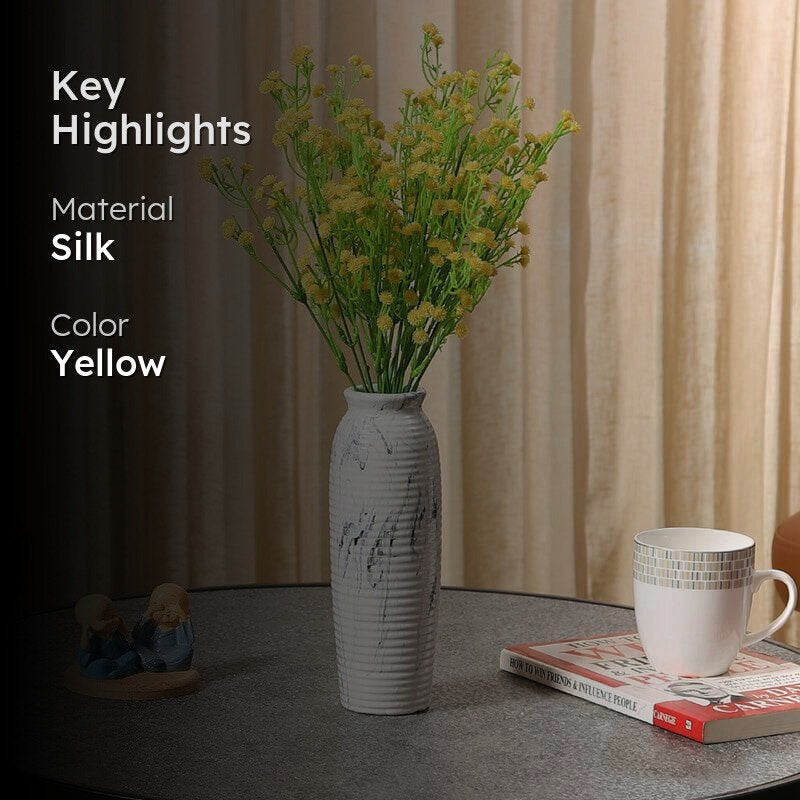 Faux Gypsophila Floral Bunch (Yellow) - Set Of Two media 2