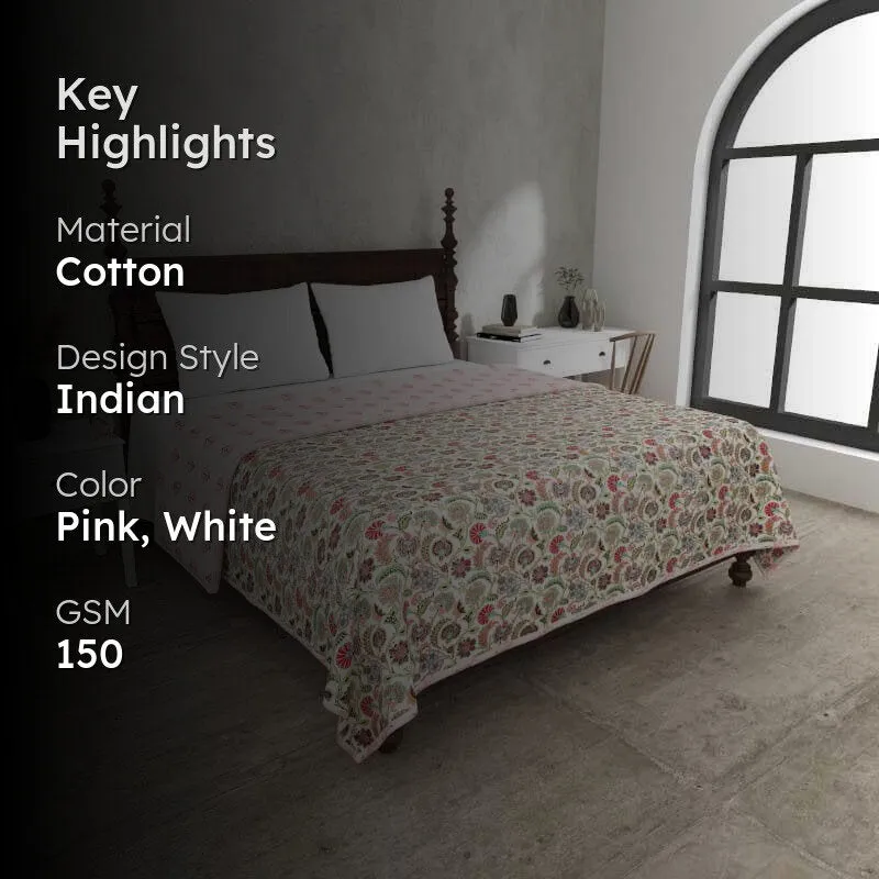 Tvisha Floral Printed Green & Pink Cotton Dohar media 2