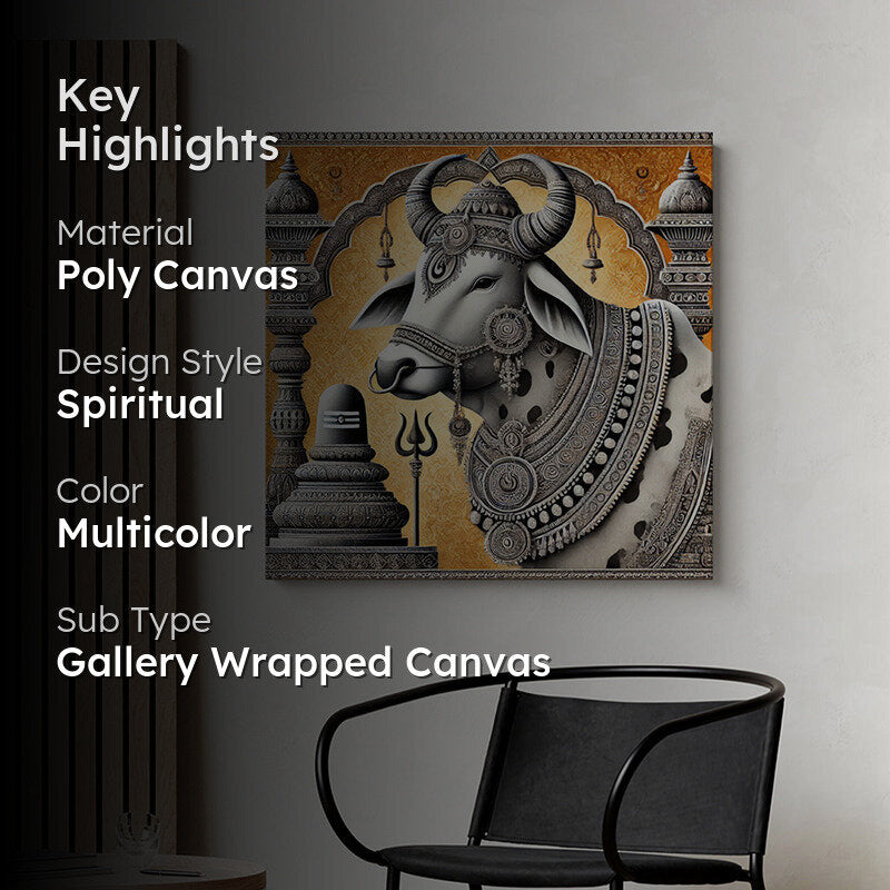 Sacred Bull Of Shiva Poly Canvas Wall Painting media 2