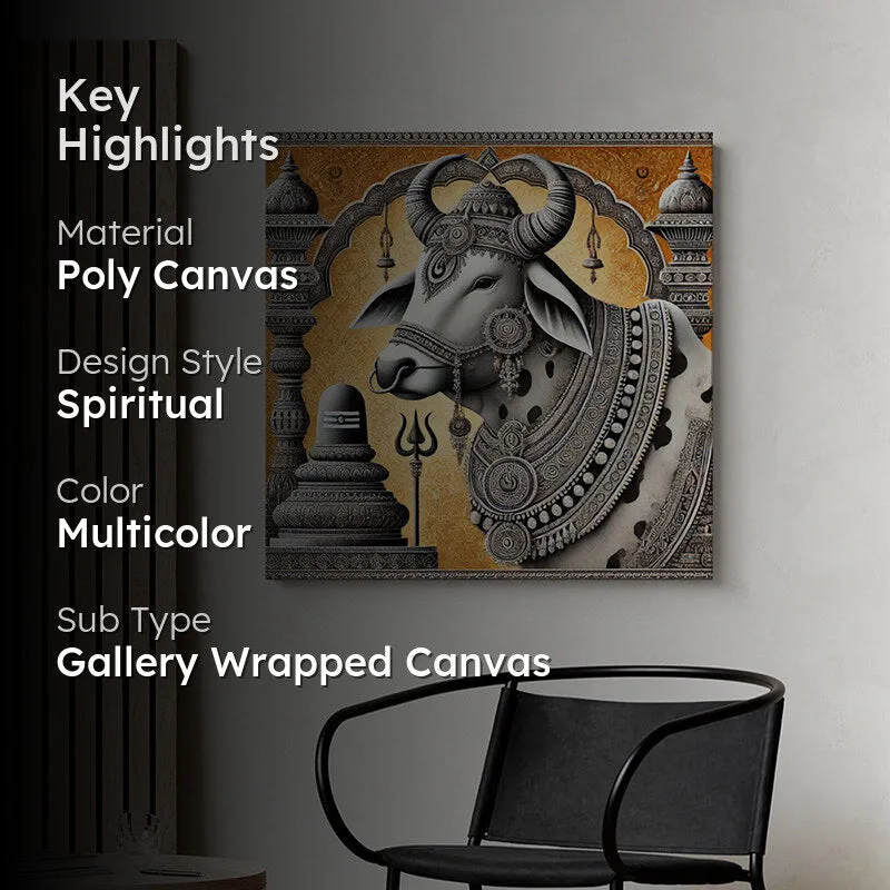 Sacred Bull Of Shiva Poly Canvas Wall Painting media 2
