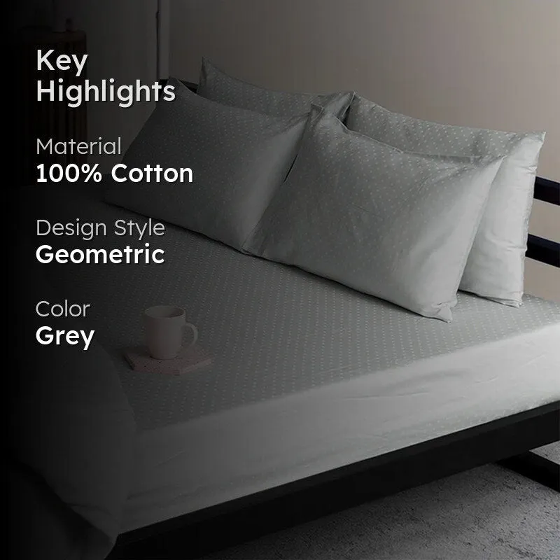 Swiss Dot Cotton Pillow Cover (Paloma Grey,300TC) - Set Of Two media 2