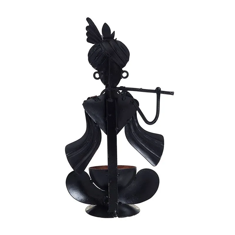 Krishan Iron Figurine with Diya - Blue media 5
