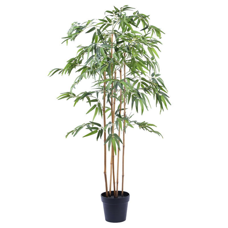 Artificial Realistic Bamboo Plant With Black Plastic Pot - 4.9 Feet media 5
