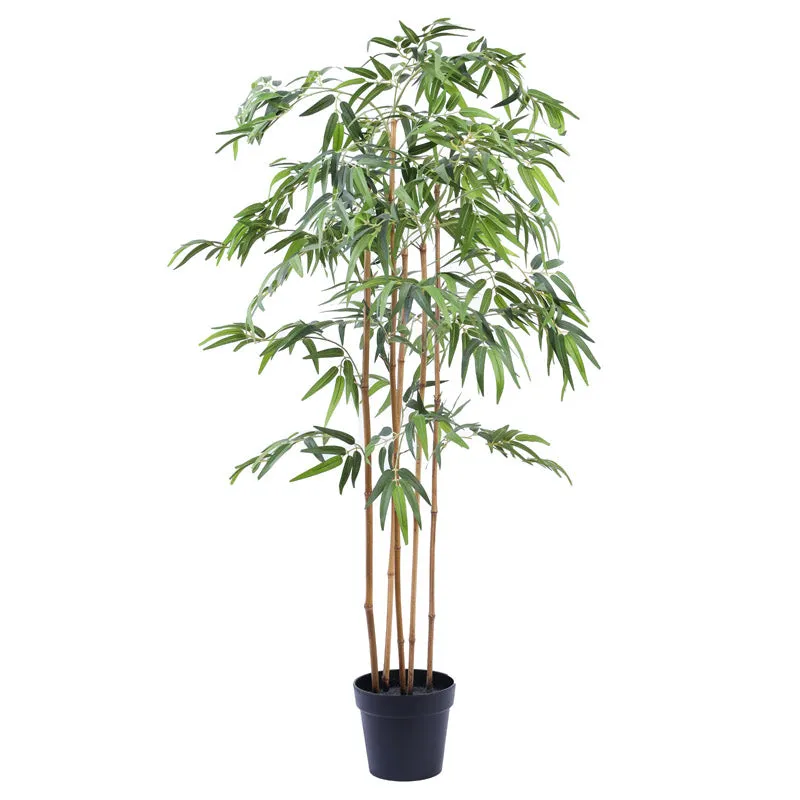 Artificial Realistic Bamboo Plant With Black Plastic Pot - 4.9 Feet media 5