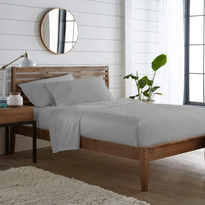 Numa Swiss Dot Cotton Bedsheet (Grey) - 500 TC media 1