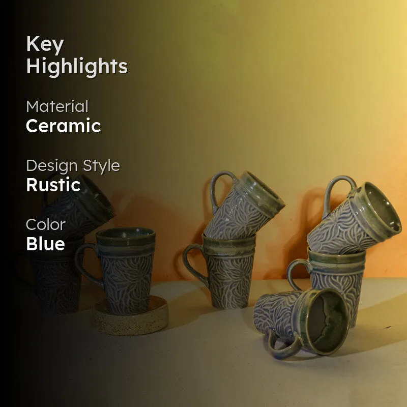 Ceramuse Ceramic Coffee Mug (300 mL Each/Light Blue) - Set of Eight media 2