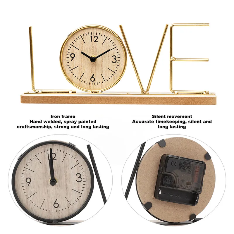 Typo Love Table Clock - Gold media 5