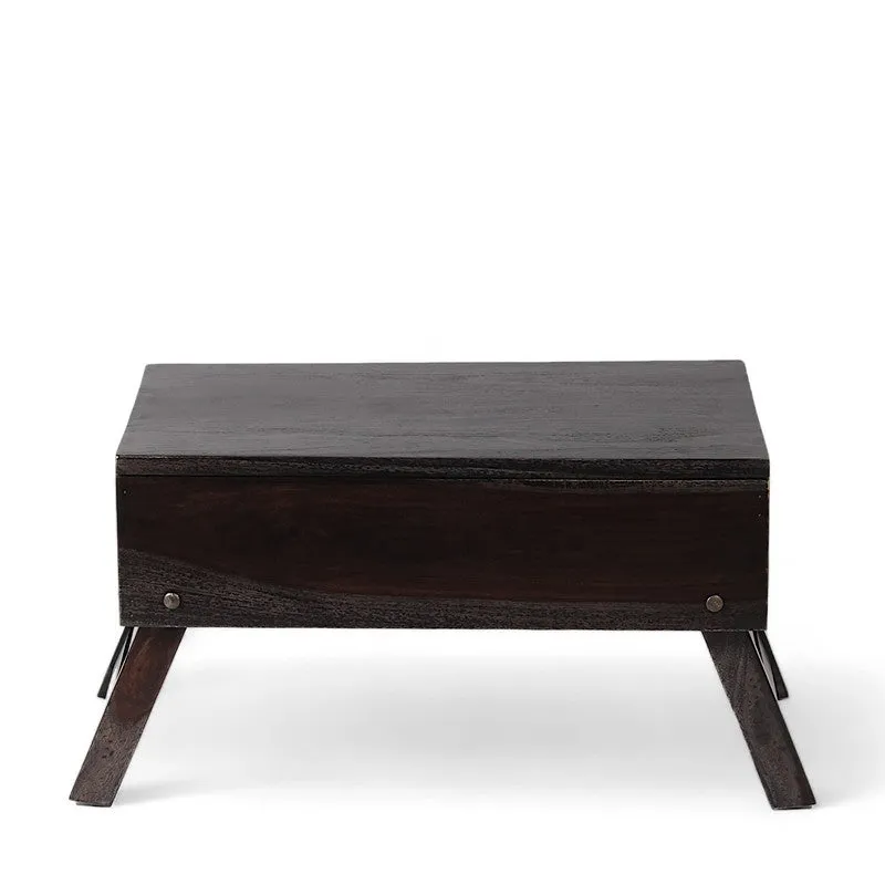 Nverox Sheesham Wooden Side & Bedside Table - Brown,Black media 7