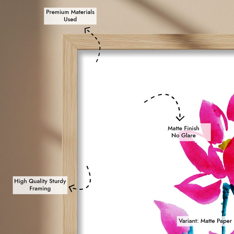 Lotus Duo Archival Paper Wall Art  - Natural Brown Frame media 7