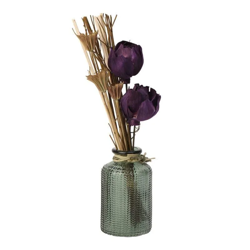 Vintage Glass Bottle Vase with Dried Flowers media 5