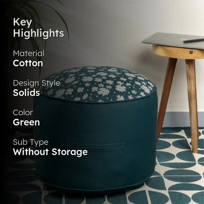 Fiona Floral Plush Pouffe - Green media 2