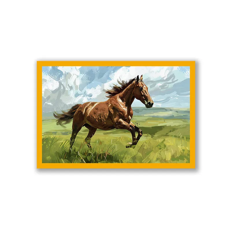Galloping Roan Stallion Wall Art with Gold Frame media 3