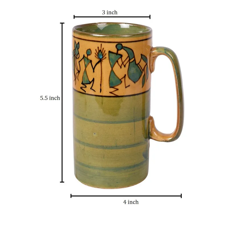 Warli Ceramic Coffee Mug (300mL Each) - Set of Two media 6