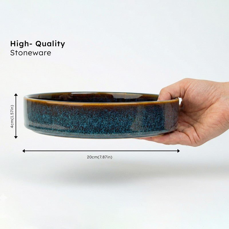Whimsi Ceramic Salad Bowl (600 mL,Blue) - Set Of Two media 8