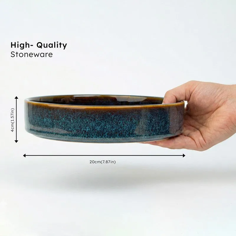 Whimsi Ceramic Salad Bowl (600 mL,Blue) - Set Of Two media 8