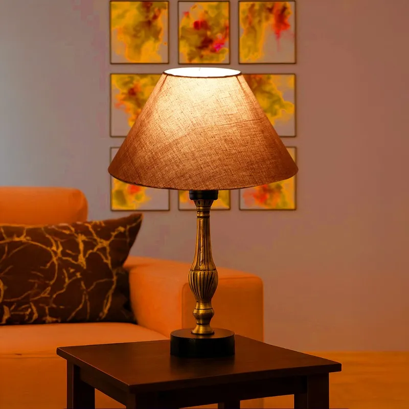 Aurelo Elin Wooden Table Lamp - Grey media 1