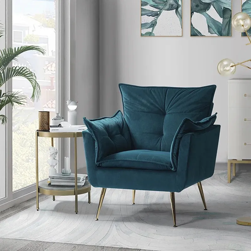Contura Neem Wood Accent Chair - Blue media 4