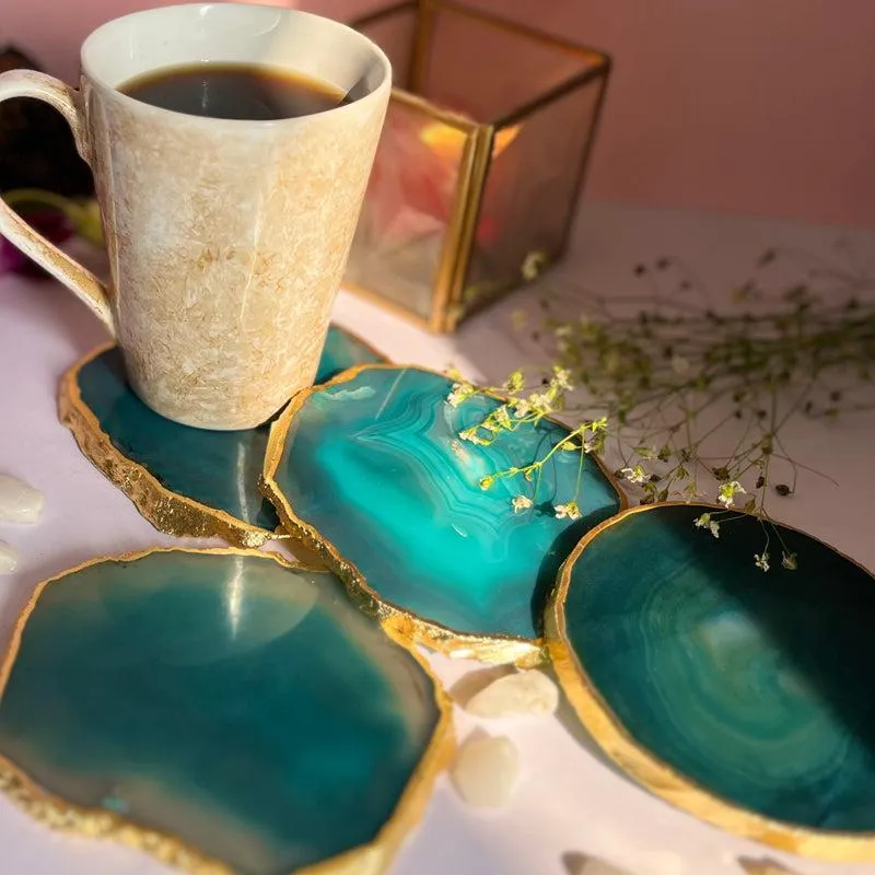 Candra Handcrafted Brazilian Agate Coaster (Green) - Set Of Four media 4