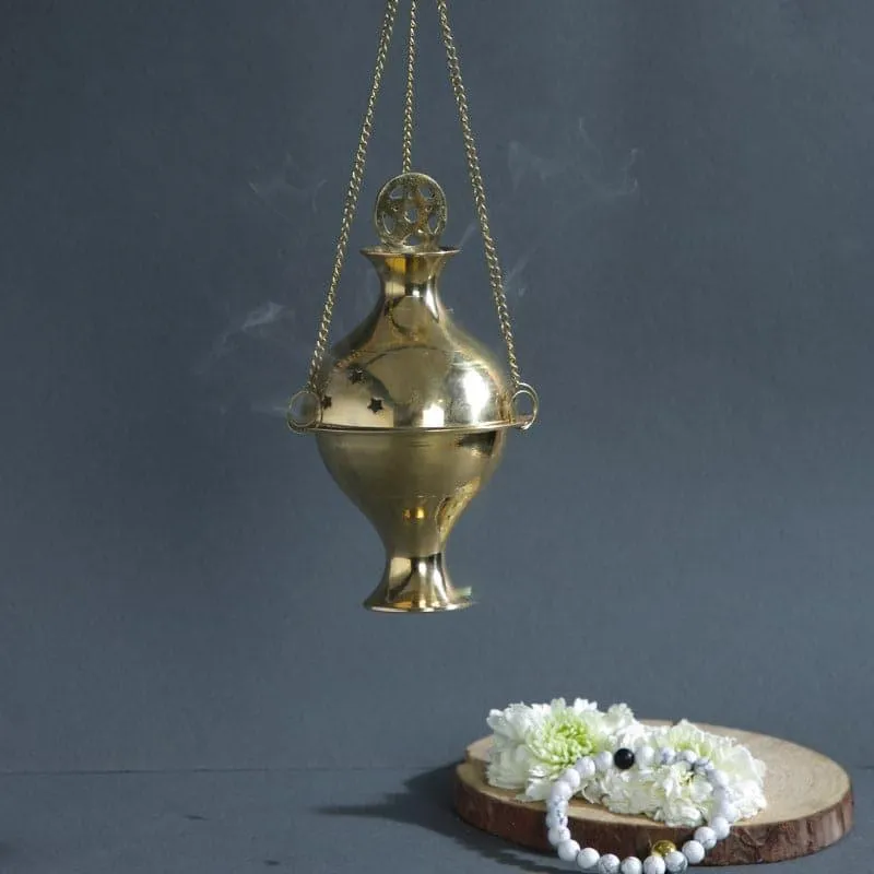 Brass Dena Hanging Loban Dhoop Holder media 1