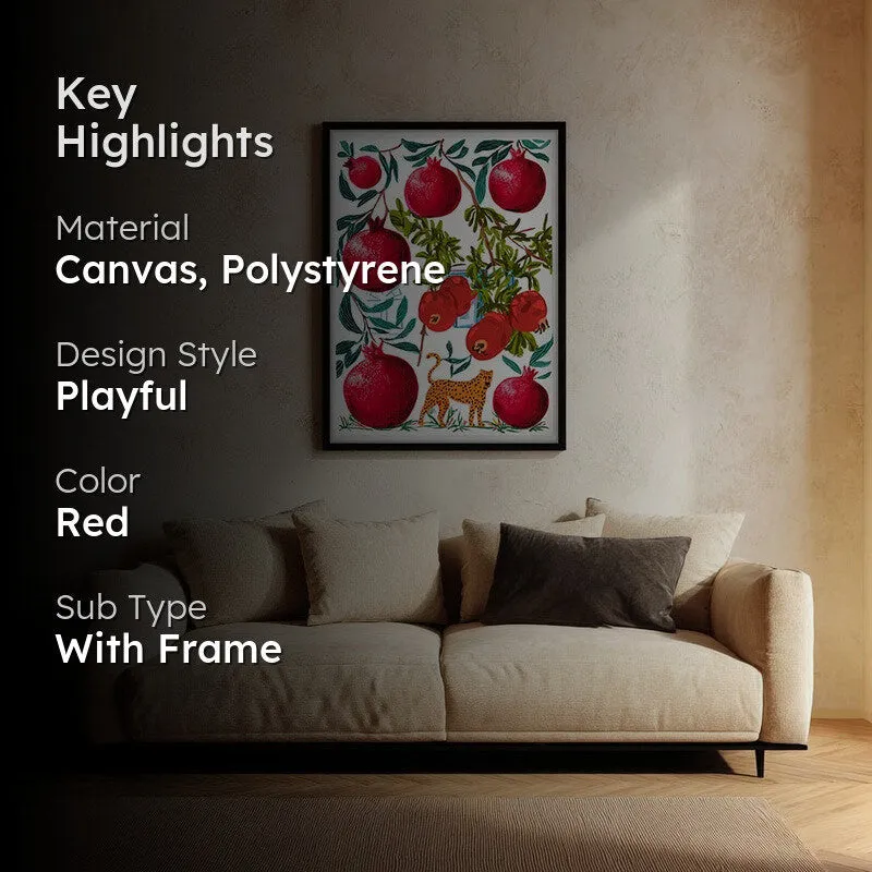 Pomoria Pomegranate Garden Illustration Canvas Wall Painting With Black Frame media 2
