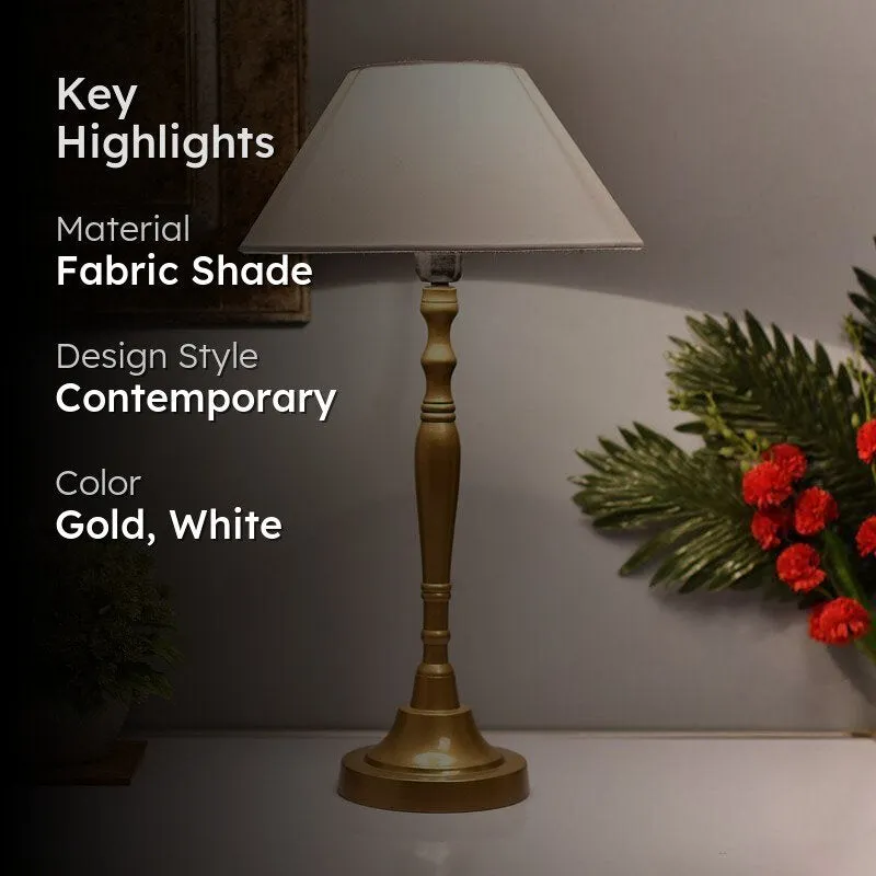 Imperial Gold Fabric Table Lamp With Conical Shade - Gold,White media 2