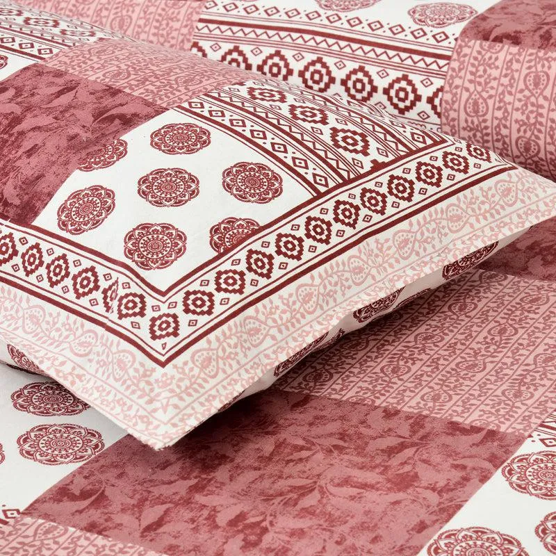 Lamora Ethnic Cotton Bedsheet (Pink,White) - 160 TC media 3