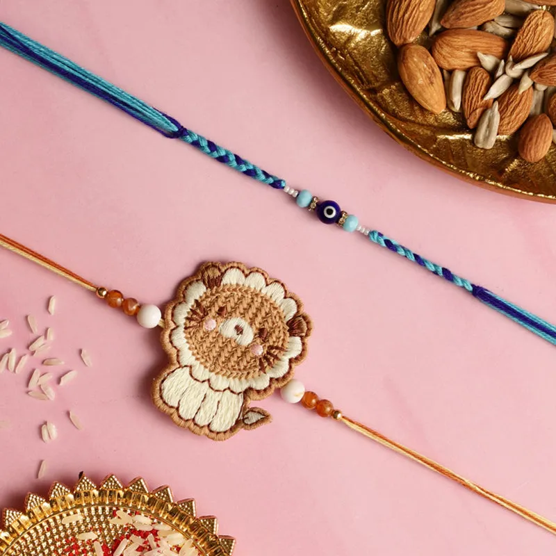 Lion Rakhi with Roli Chawal - Three Piece Set media 3